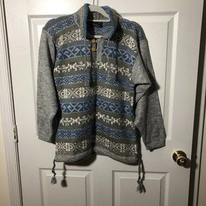 Arte Inka-Berfass women Alpaca blue and gray sweater, L
